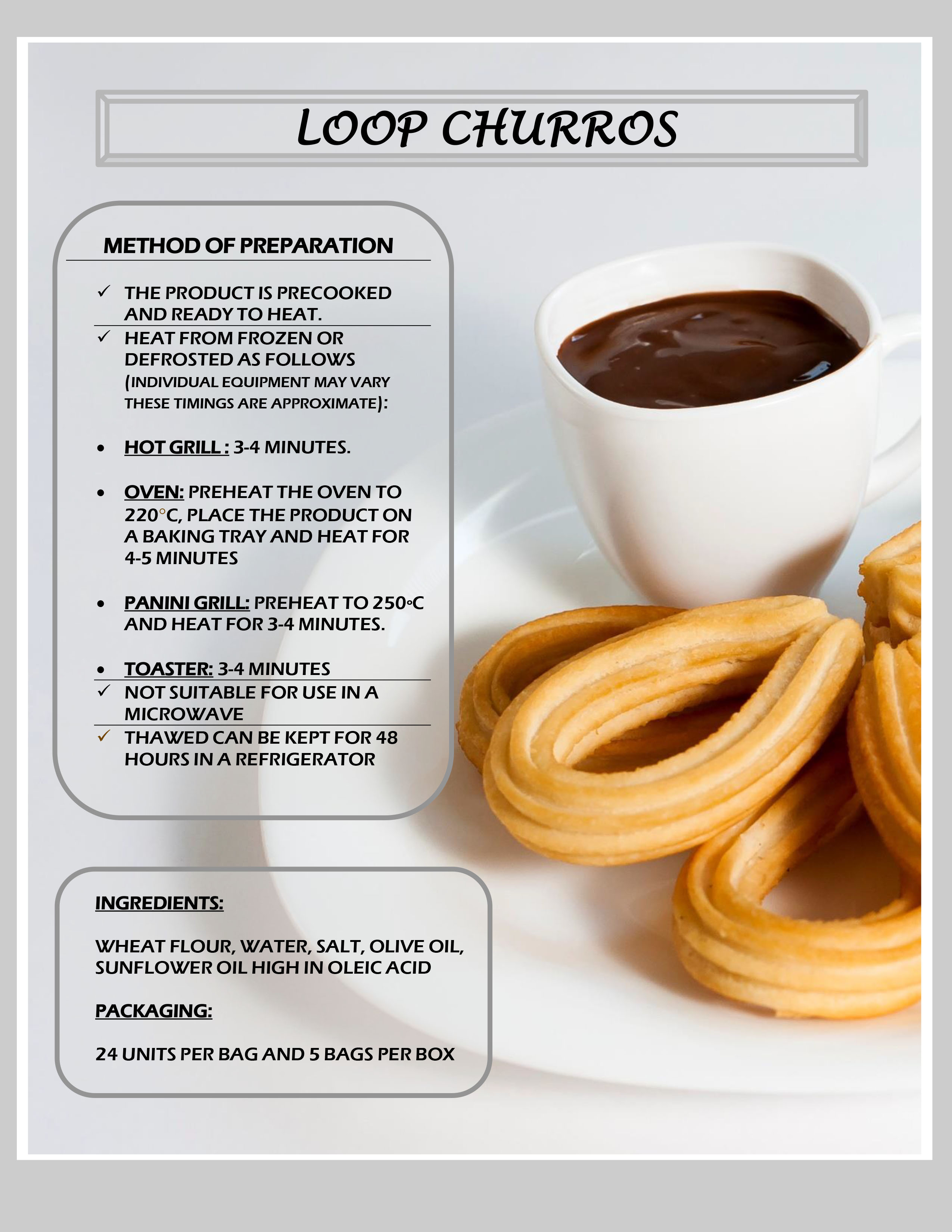 Churros Loops - ( Fully Cooked Toasting ) - Information and Cooking Instructions